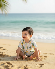 Baby Boy cute Pineapple Print 2PC Summer Set – Half Sleeve T-Shirt & Shorts