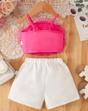 Baby Girls Pink Flower Top & White Skirts