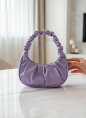 Purple Cloud Handbag for Women – Pleated Shoulder Bag