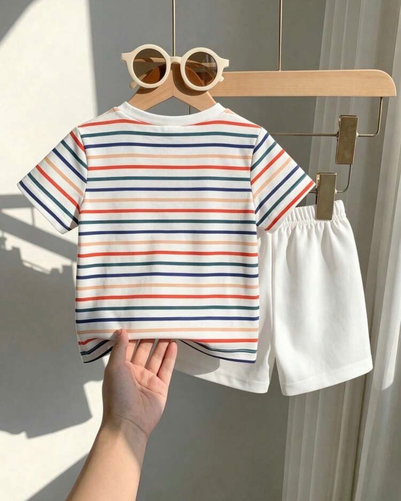 Baby Boy Number & Cartoon Striped Summer Set