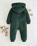 Baby Unisex Green Hooded Jumpsuit