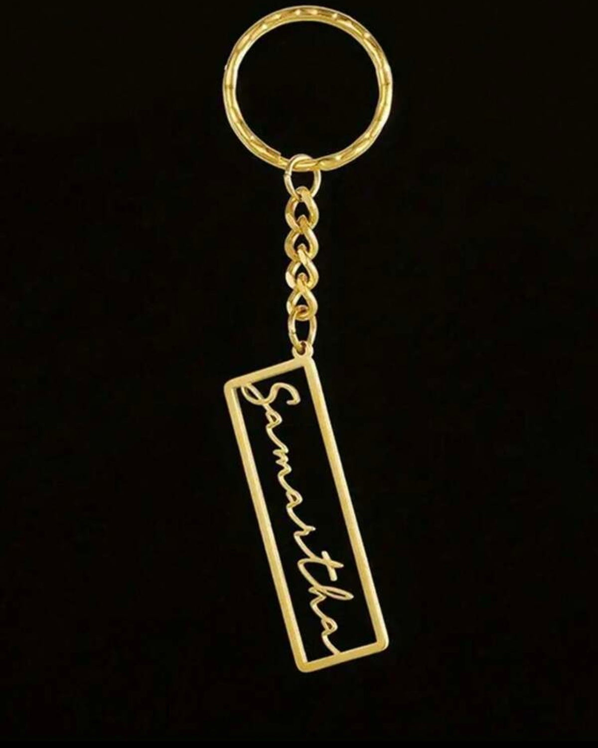 Personalized Stainless Steel Name Keychain with Rectangular Pendant