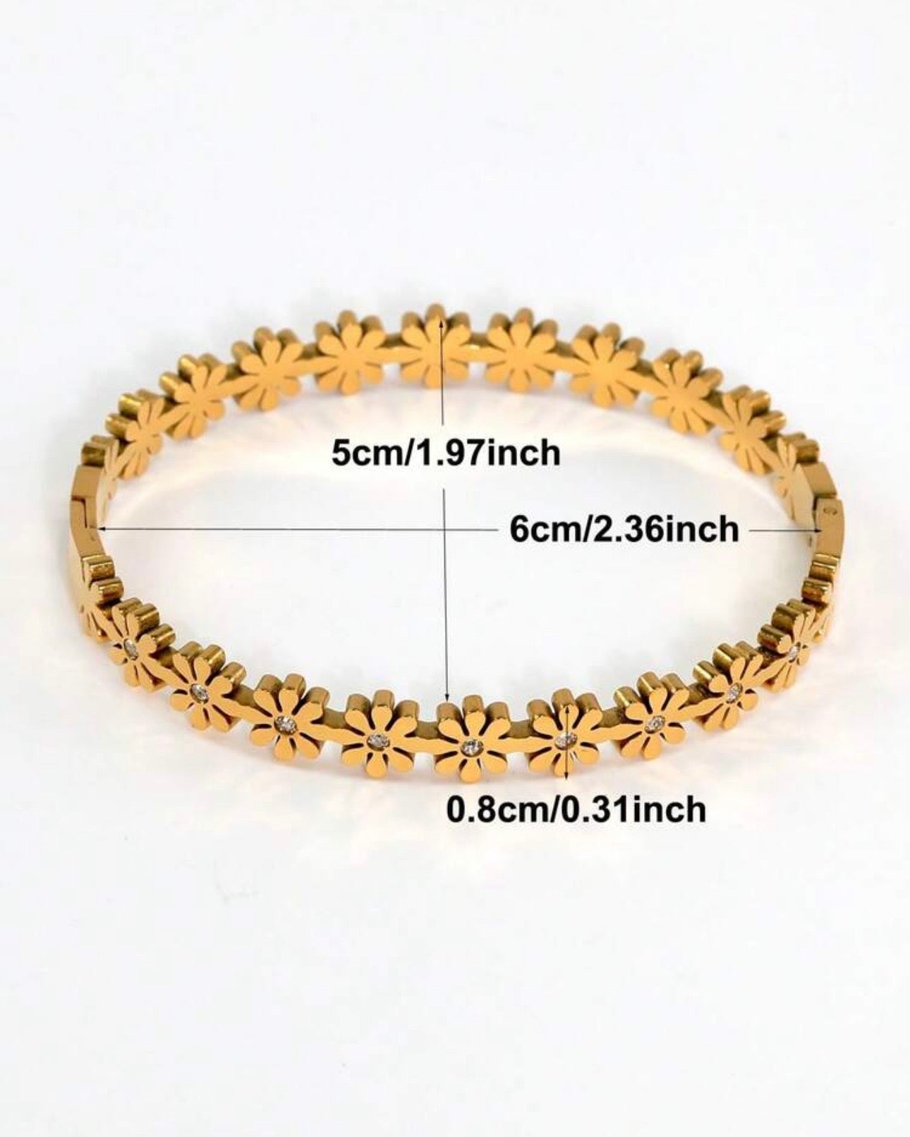 Anti-Tarnish Golden Daisy and Zirconia Bracelet