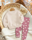 Baby Girl Heart Print Sweatshirt & Leggings Set