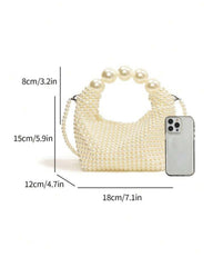 Handmade Woven Faux Pearl Bag – French Retro Elegance