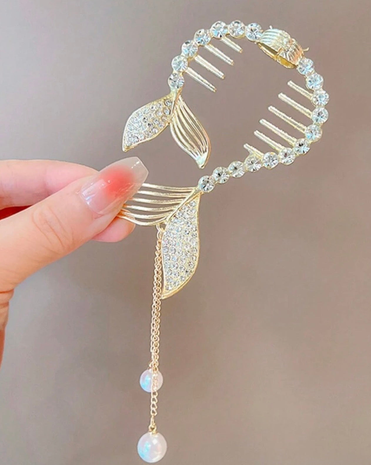 Faux Pearl Tassel Hair Clips