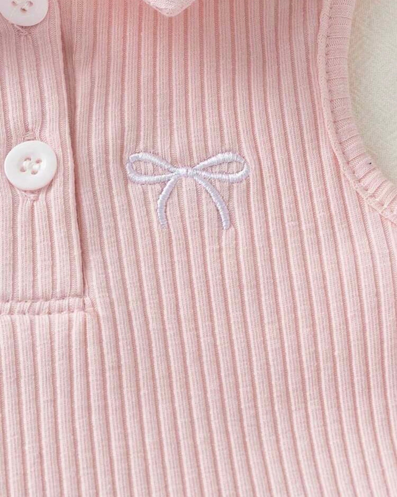 Girls’ Pink Sleeveless Polo Knit Top & Light Blue Denim Skirt