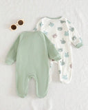 2-Piece Newborn Bear Green Winter Romper Set