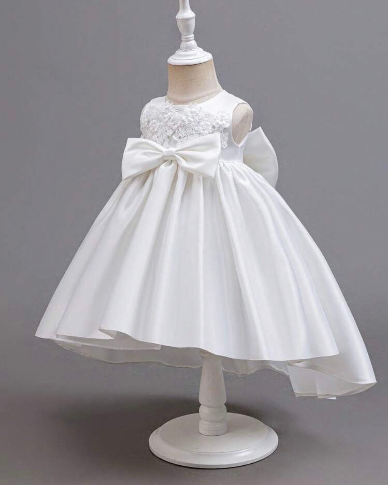 White Rose Bow Princess Dress