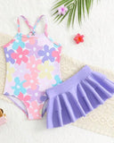 Baby Girl Purple Floral Swimwear - 2pc set