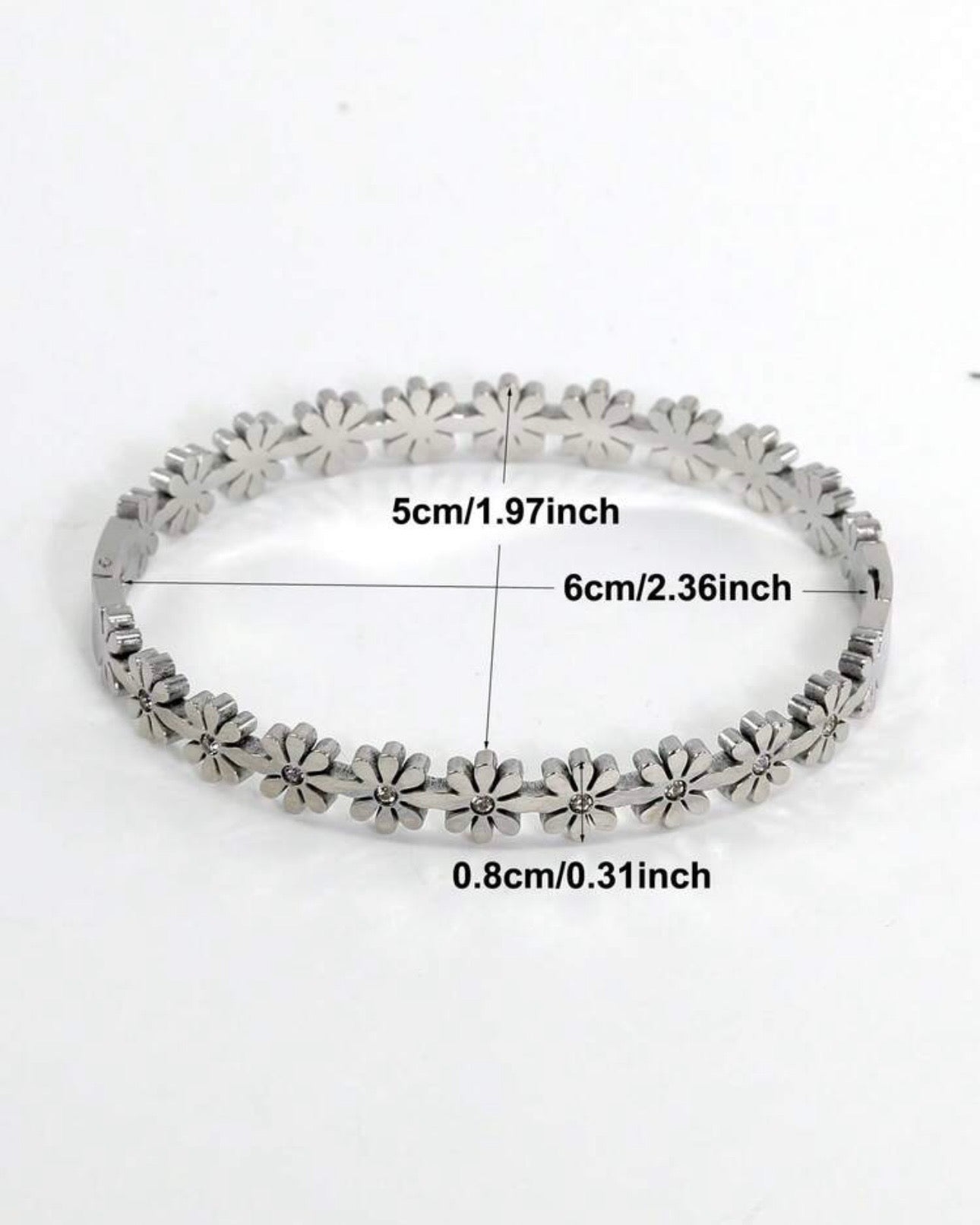 Anti-Tarnish Silver Daisy and Zirconia Bracelet