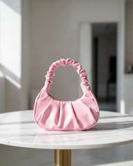Pink Cloud Handbag for Women – Pleated Shoulder Bag