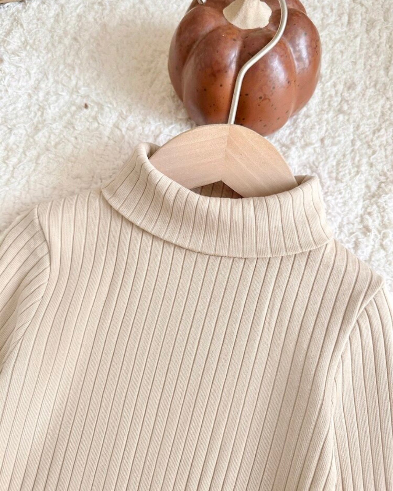 Baby Girl Knit Beige Turtle Neck Shirt And Skorts 2-Piece Set