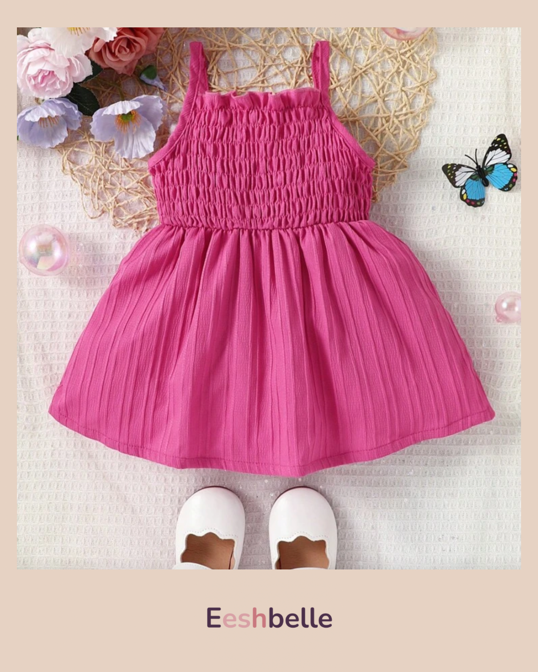 Casual Frock White and Pink