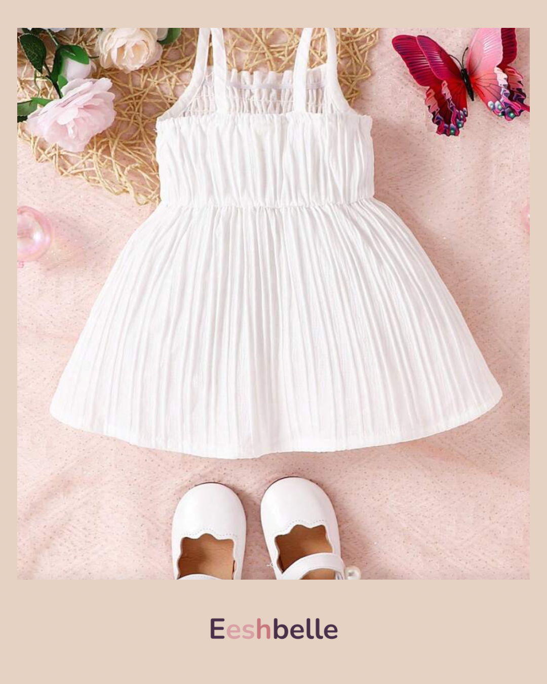 Casual Frock White and Pink