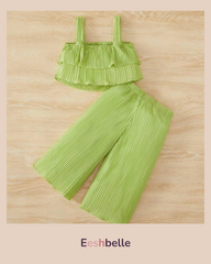 Ruffled Top & Wide-Leg Pants Set