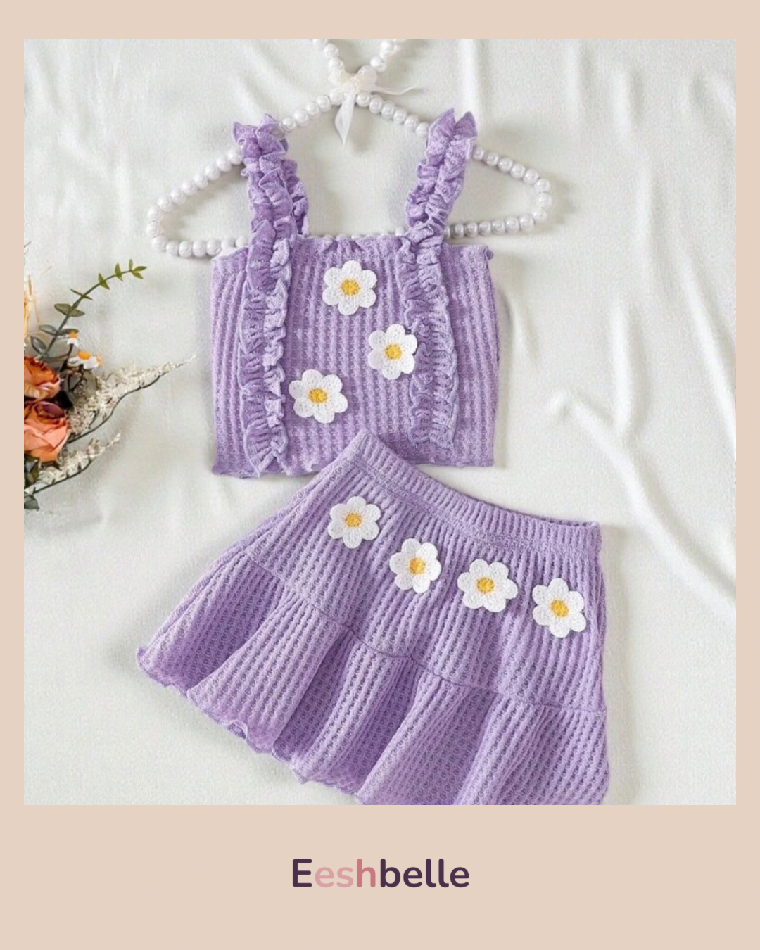 Purple Strap Top & Skirt Set