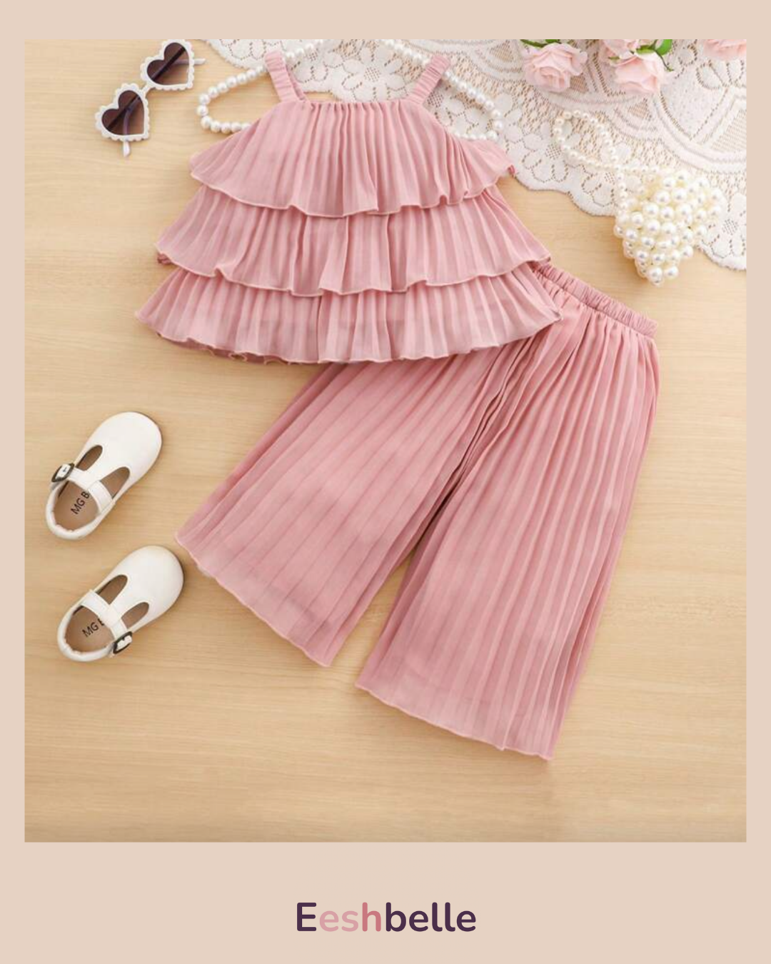 Pink Ruffle Top & Pants Set