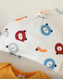 Newborn Baby Boy Bear Print Starter Set – 5 Pieces
