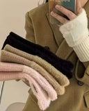 Women’s Soft Plush Fingerless Gloves – Faux Mink Fur Arm Warmers