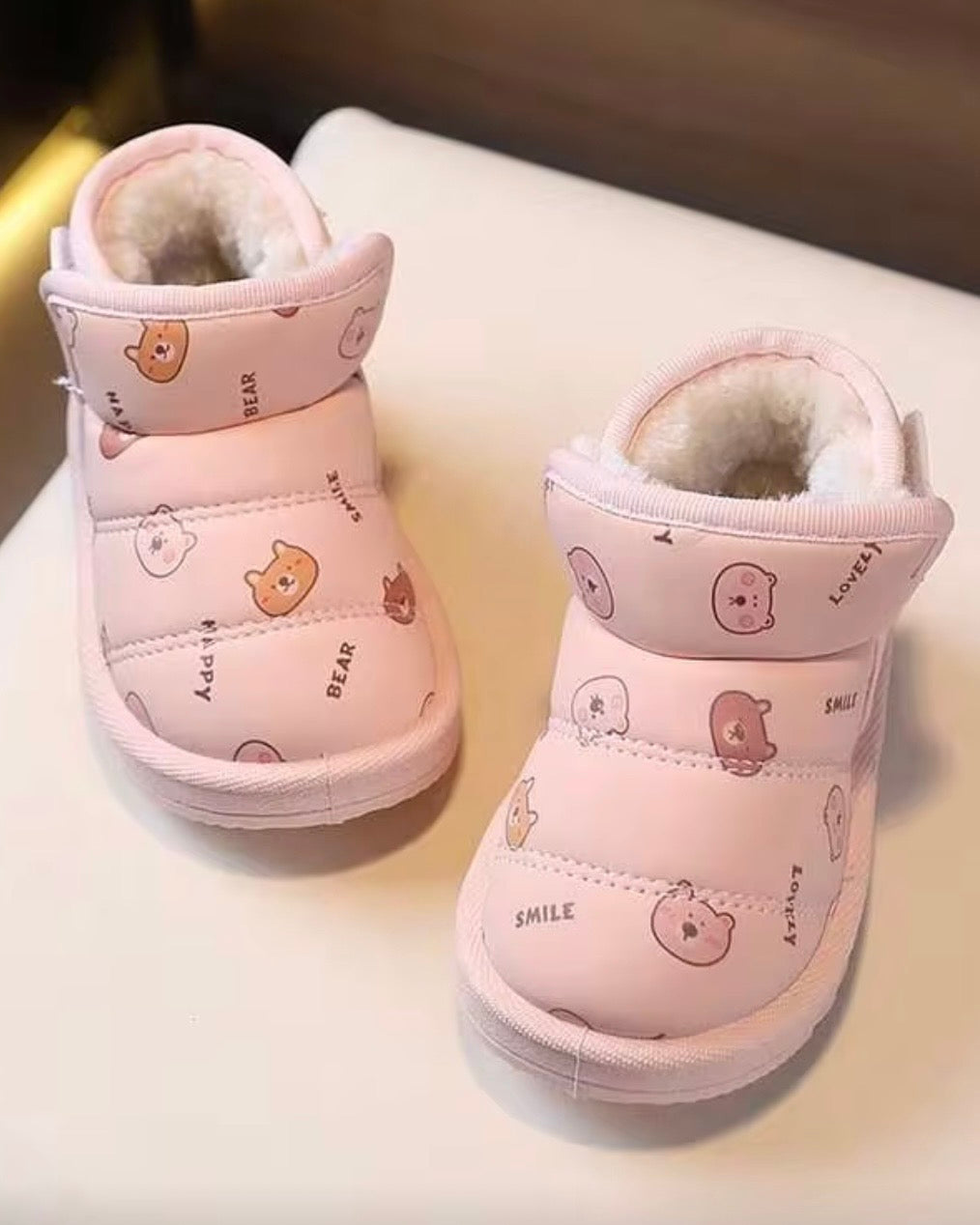 Girls’ Pink Patterned Hook & Loop Low-Top Shoes