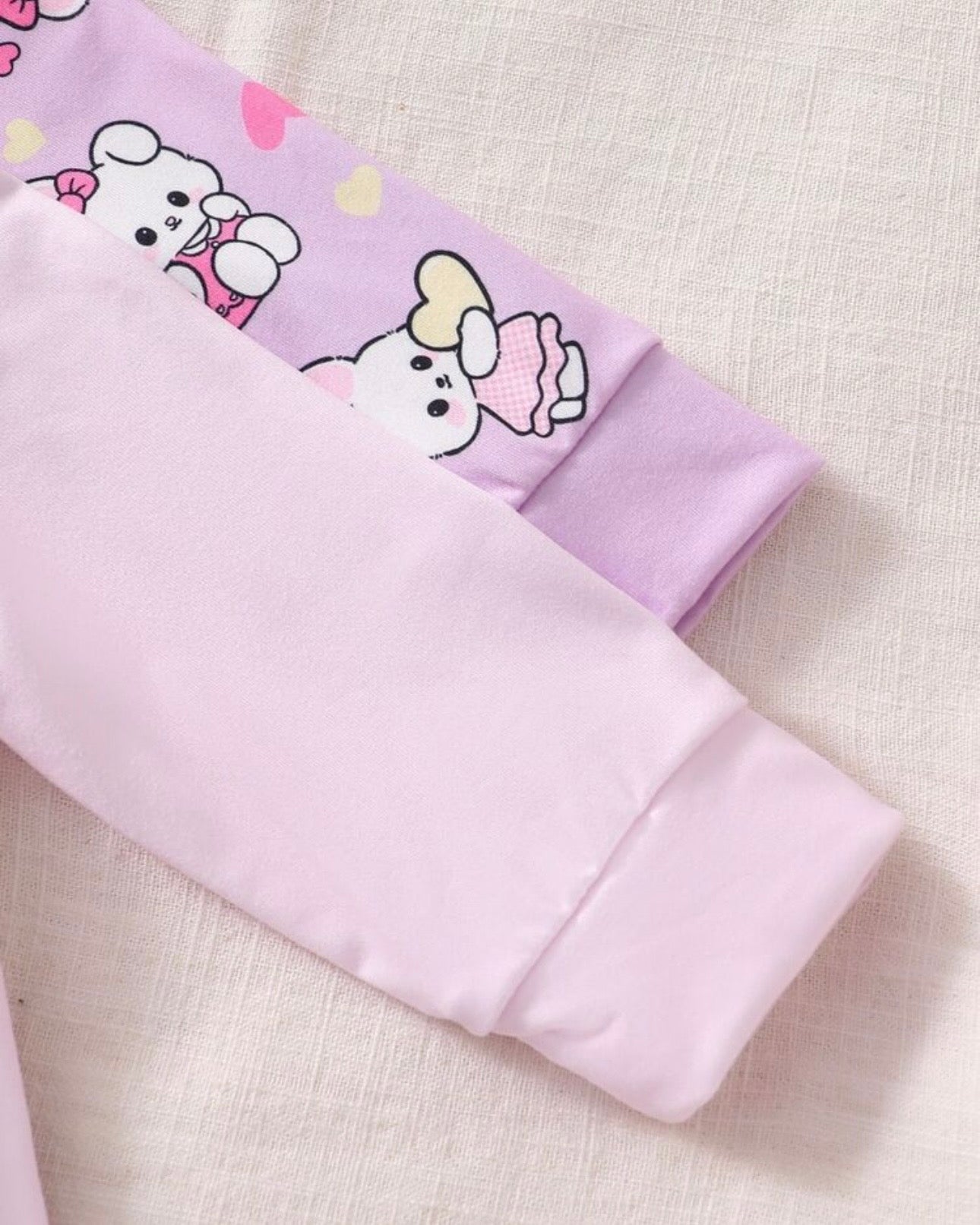 2-Piece Newborn Baby Girl Rabbit Print Jumpsuit Set – Light Purple