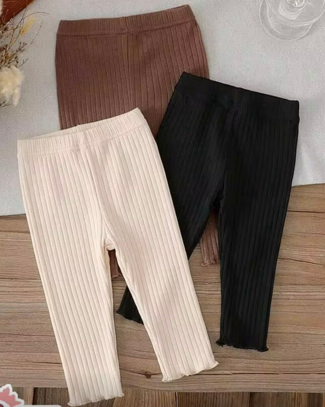 3pc Baby girl  Ribbed Leggings