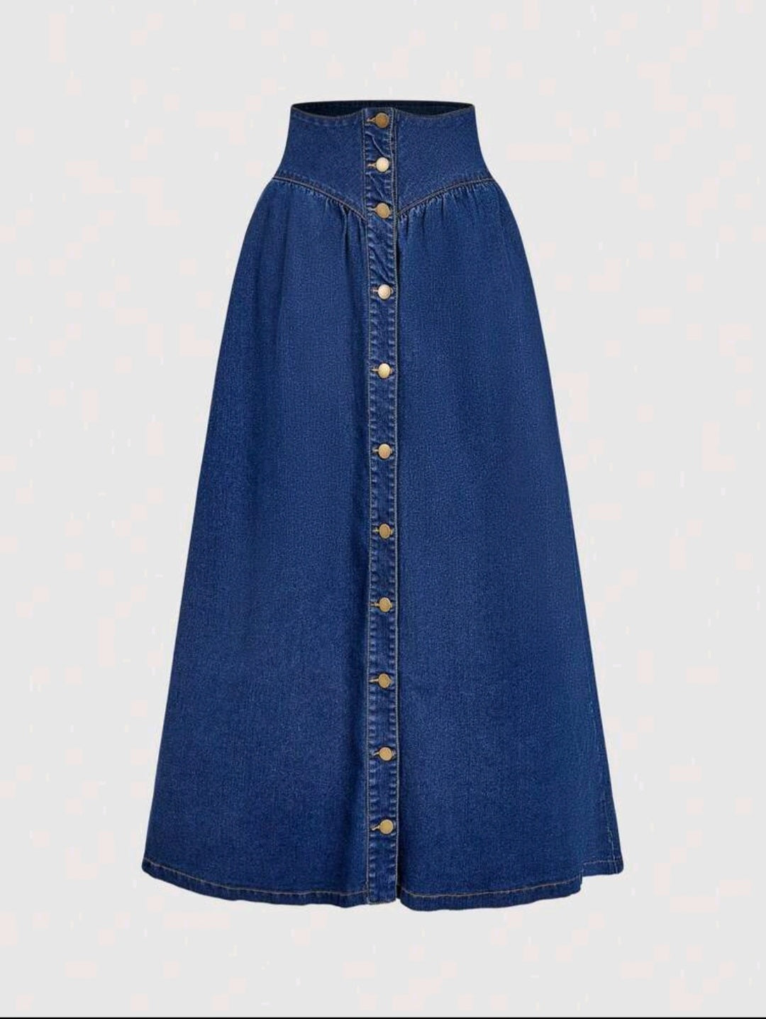 Fashionable Casual Wide Waistband Open Front Denim A-Line Skirt