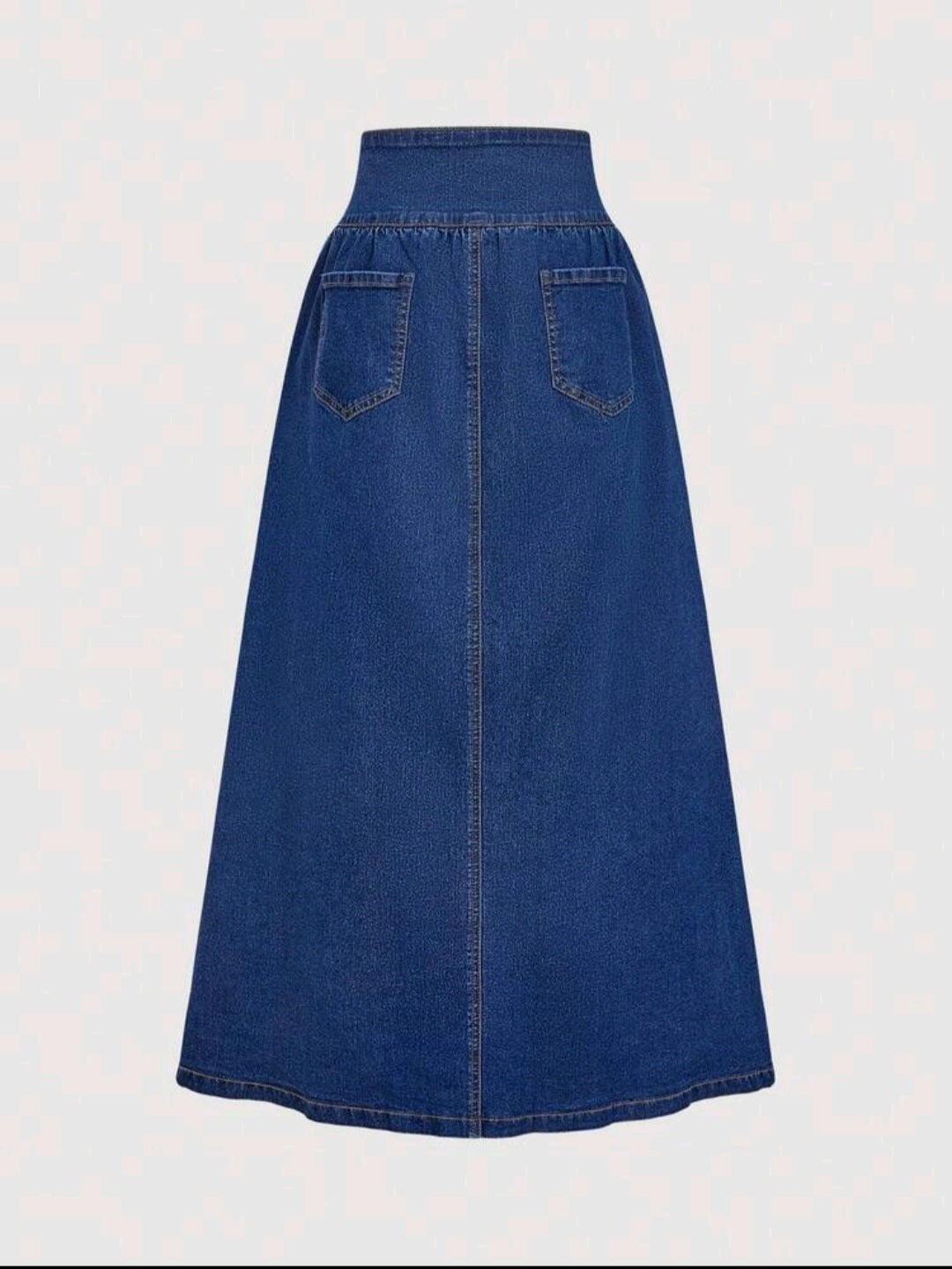 Fashionable Casual Wide Waistband Open Front Denim A-Line Skirt