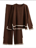 Women Sweater & Wide Leg Pants Two-Piece Suit