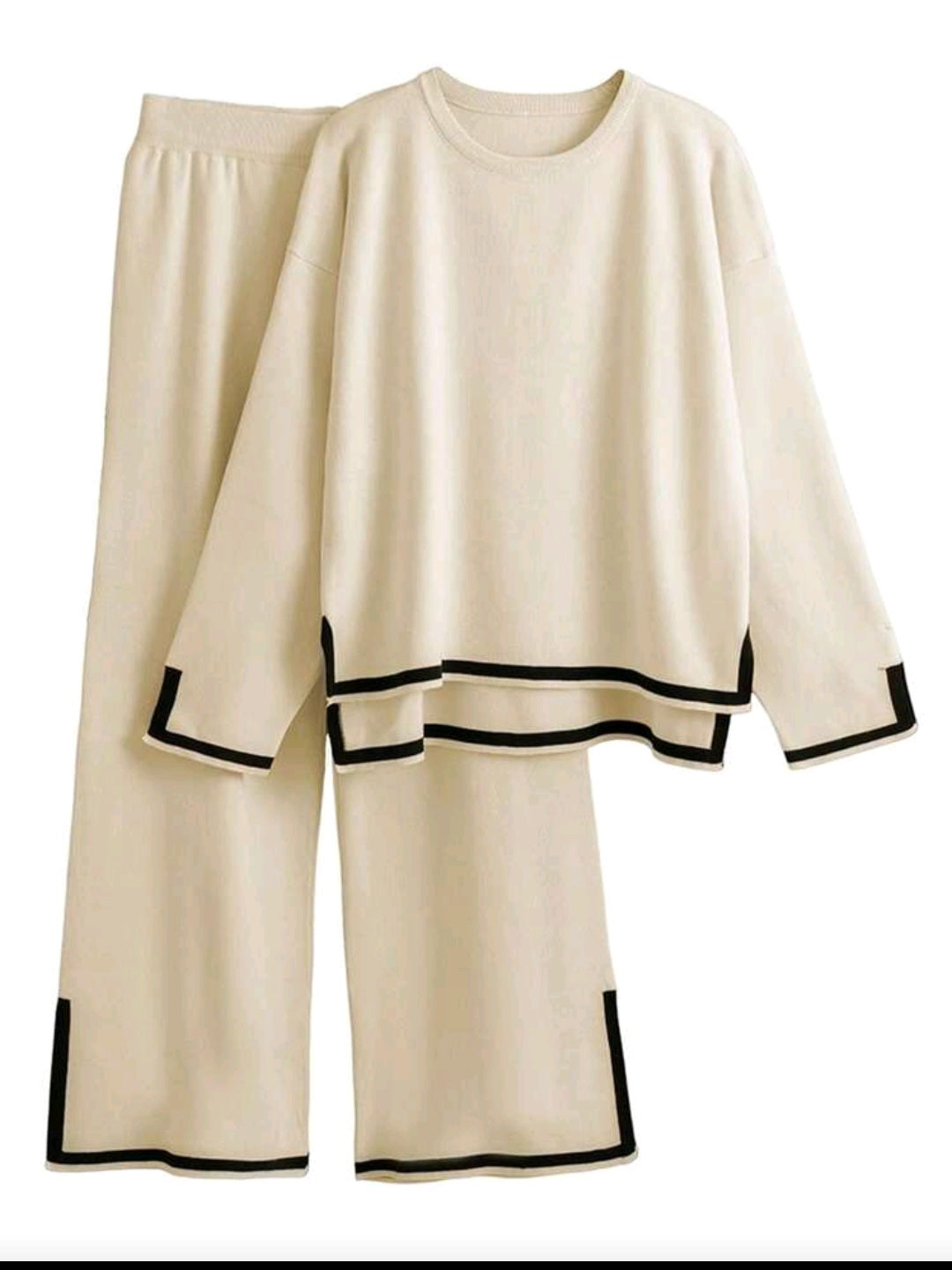 Women Sweater & Wide Leg Pants Two-Piece Suit
