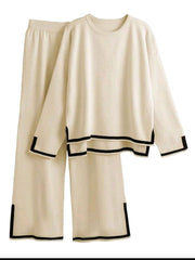 Women Sweater & Wide Leg Pants Two-Piece Suit