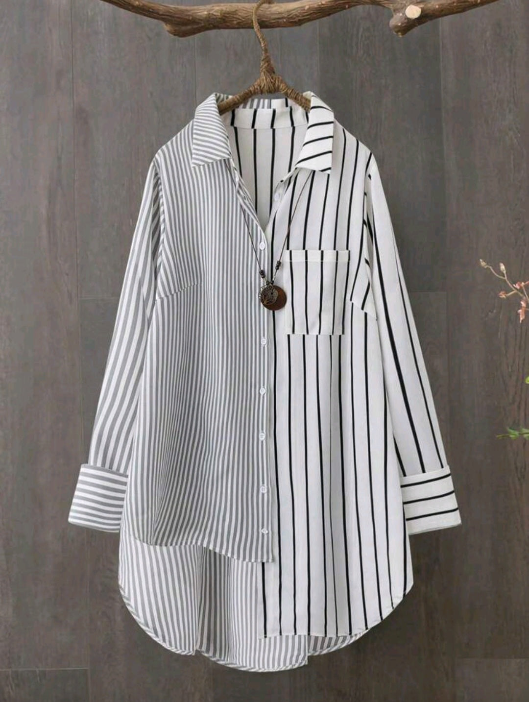 Plus Size Women Striped Full Sleeve Loose Shirt - Fall