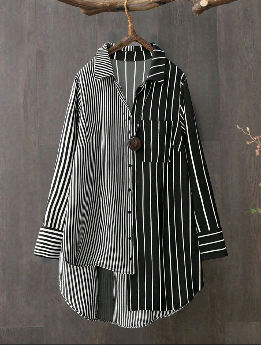 Plus Size Women Striped Full Sleeve Loose Shirt - Fall