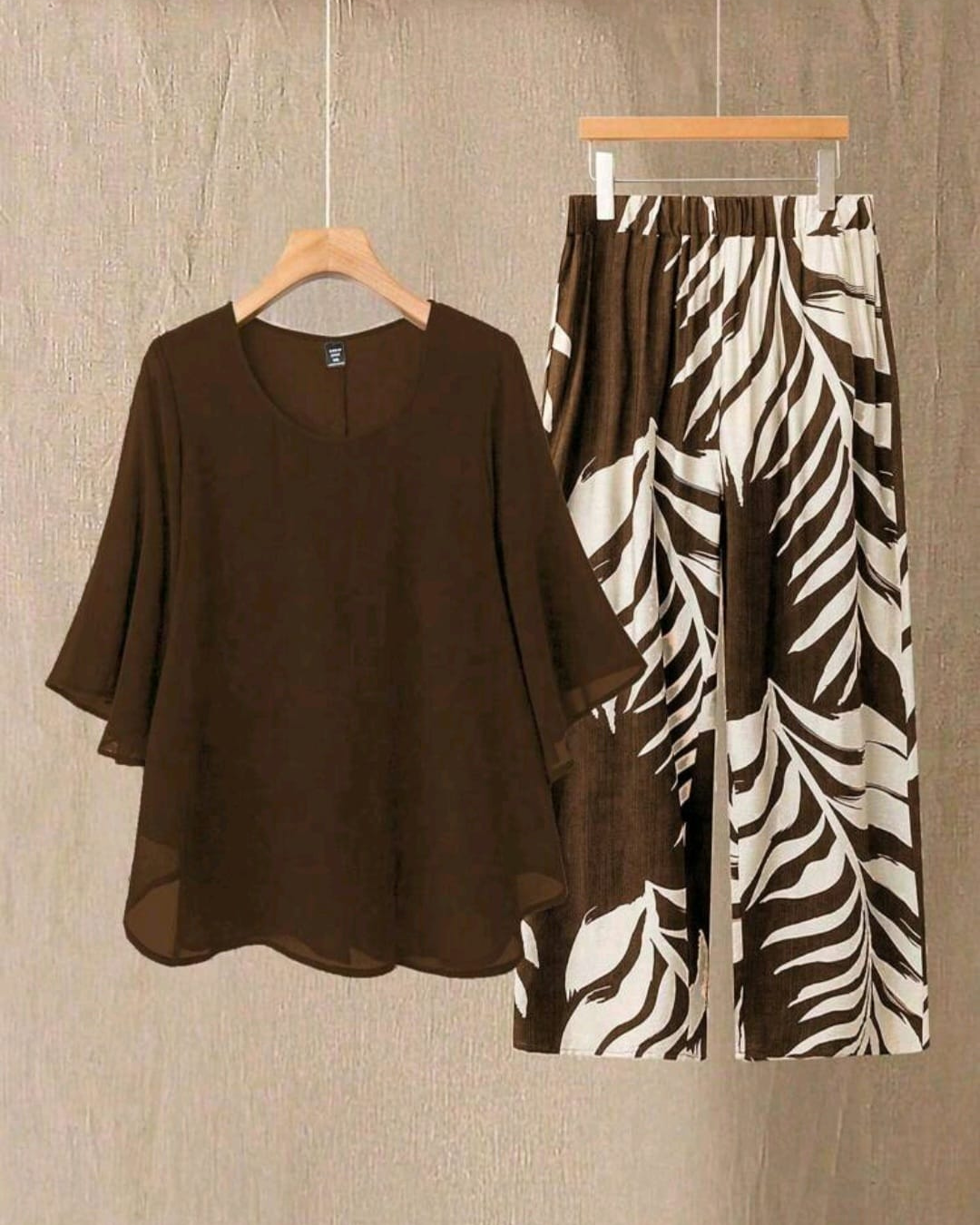 2pcs Chiffon Batwing Sleeve Set – Elegant & Flowy Outfit
