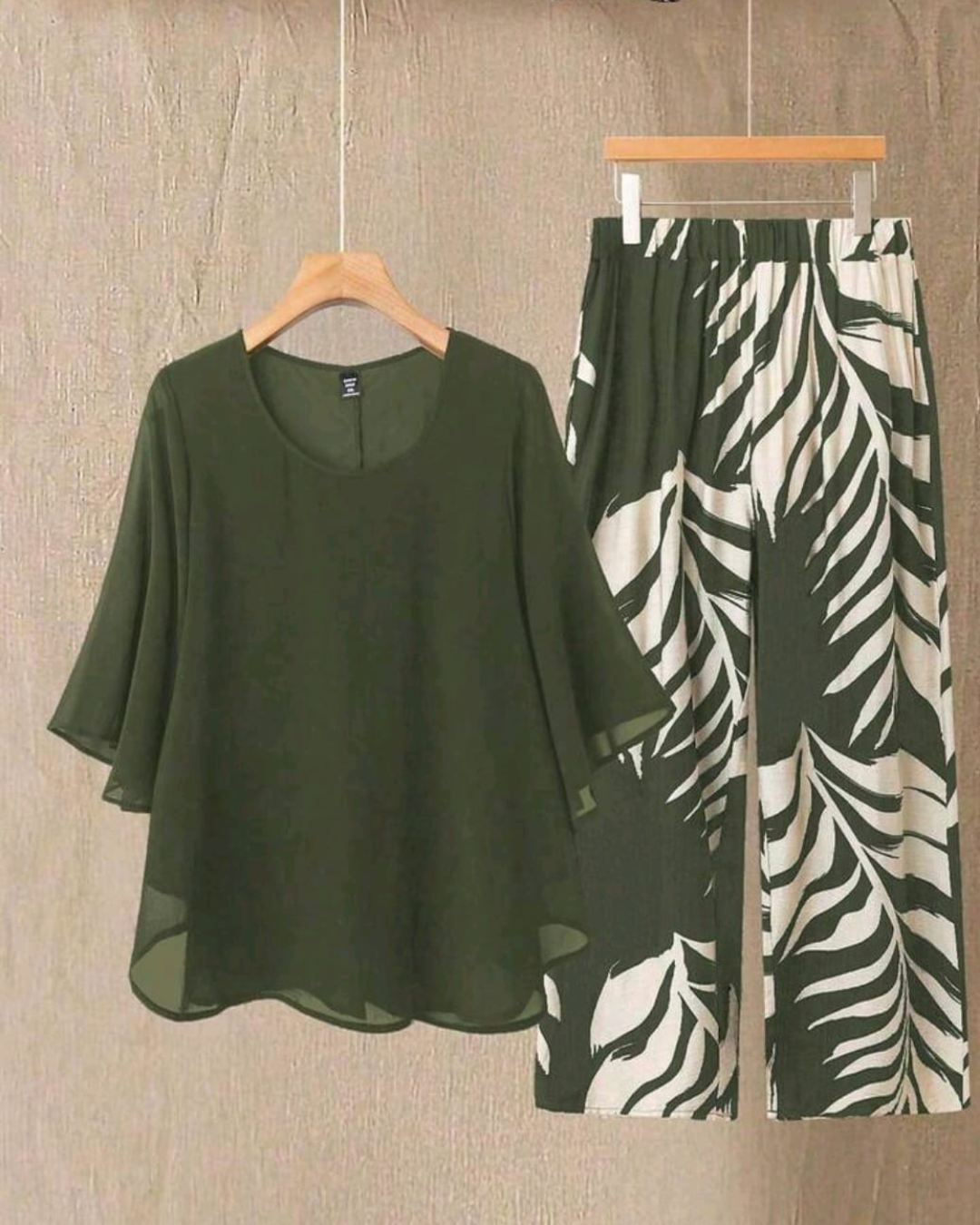 2pcs Chiffon Batwing Sleeve Set – Elegant & Flowy Outfit