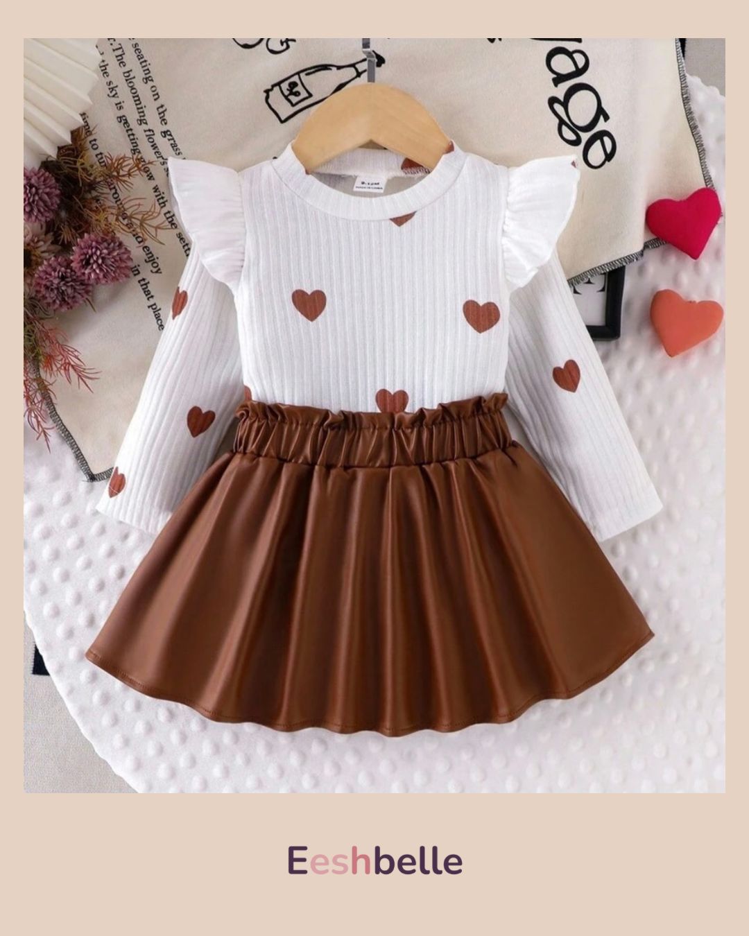 Baby Girl Brown Top & Skirt Set
