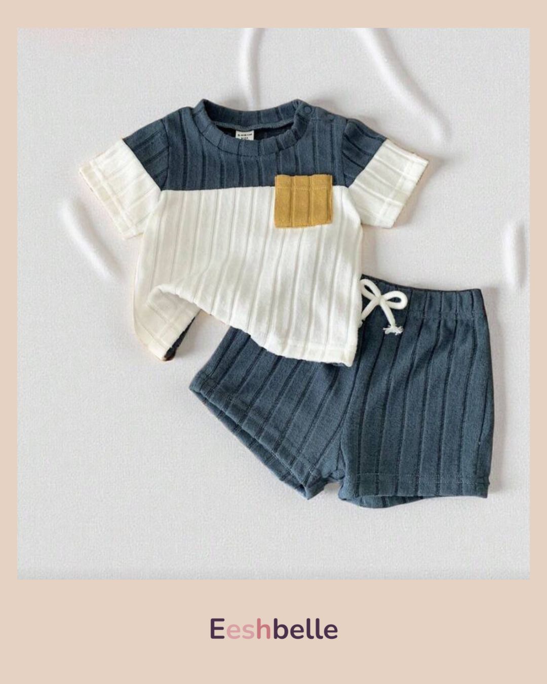 Striped Waffle Knit Fabric T-Shirt & Shorts Set – Baby Boy