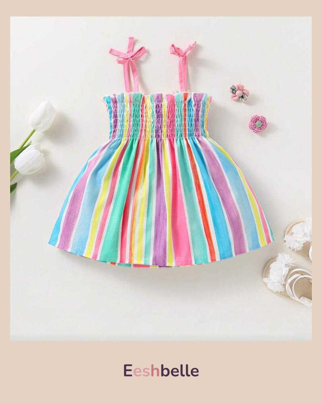 Colourful Striped A-Line Dress