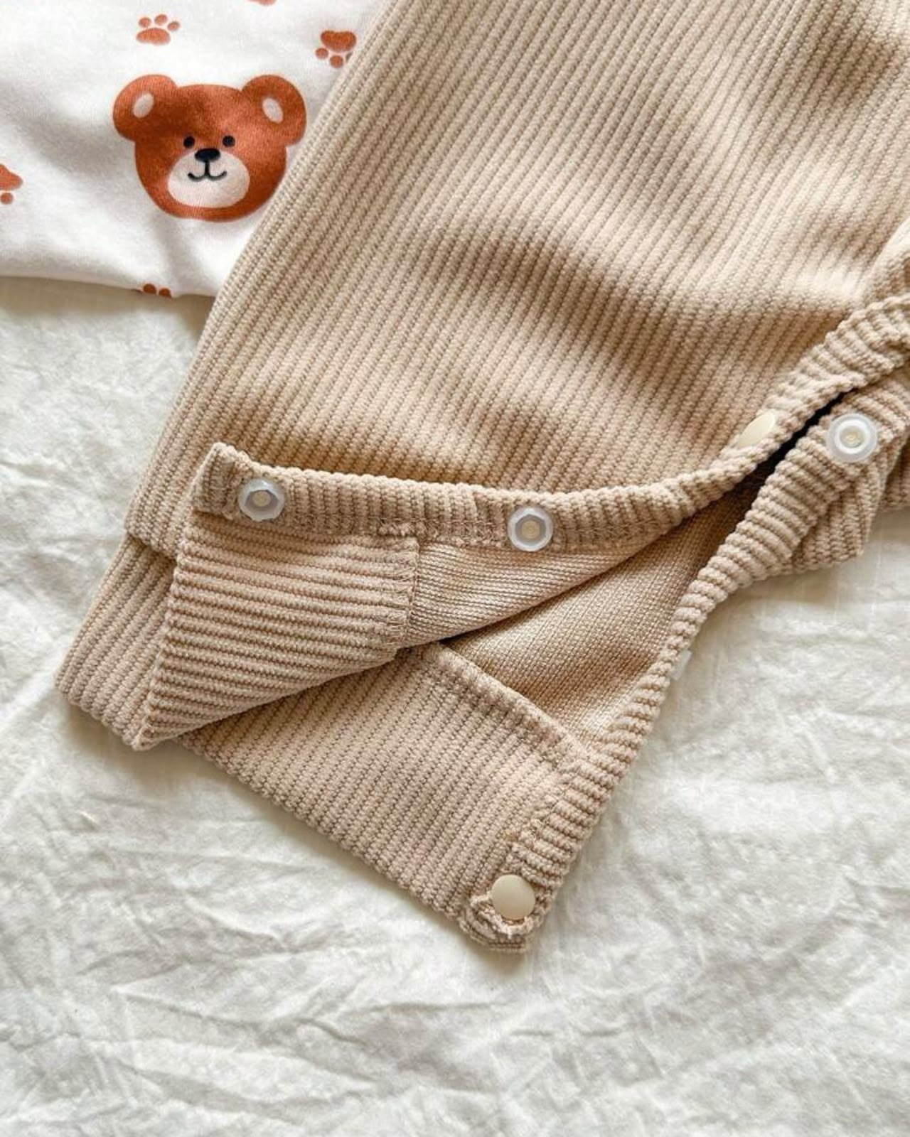 Newborn Baby Boy Khaki Bear Jumpsuit Set with Letter Embroidered Romper & Hat