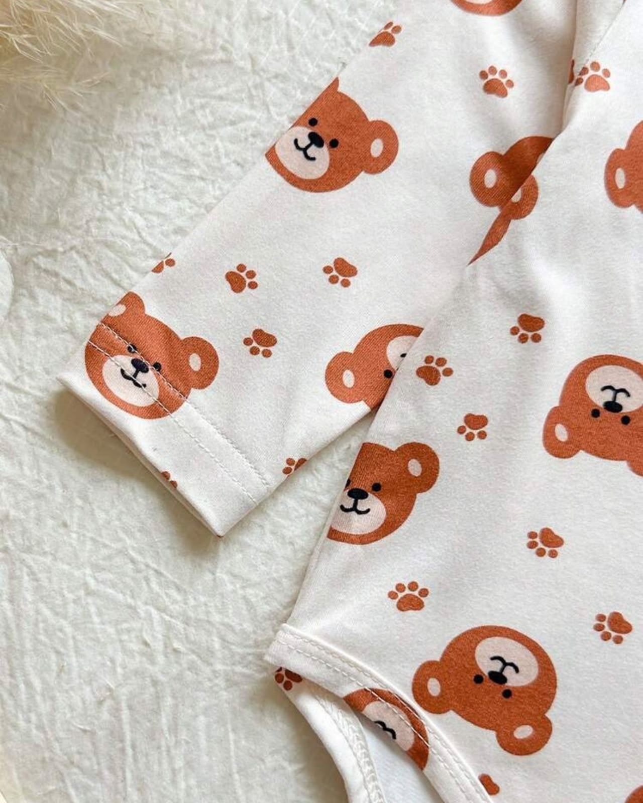Newborn Baby Boy Khaki Bear Jumpsuit Set with Letter Embroidered Romper & Hat