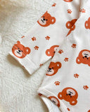 Newborn Baby Boy Khaki Bear Jumpsuit Set with Letter Embroidered Romper & Hat