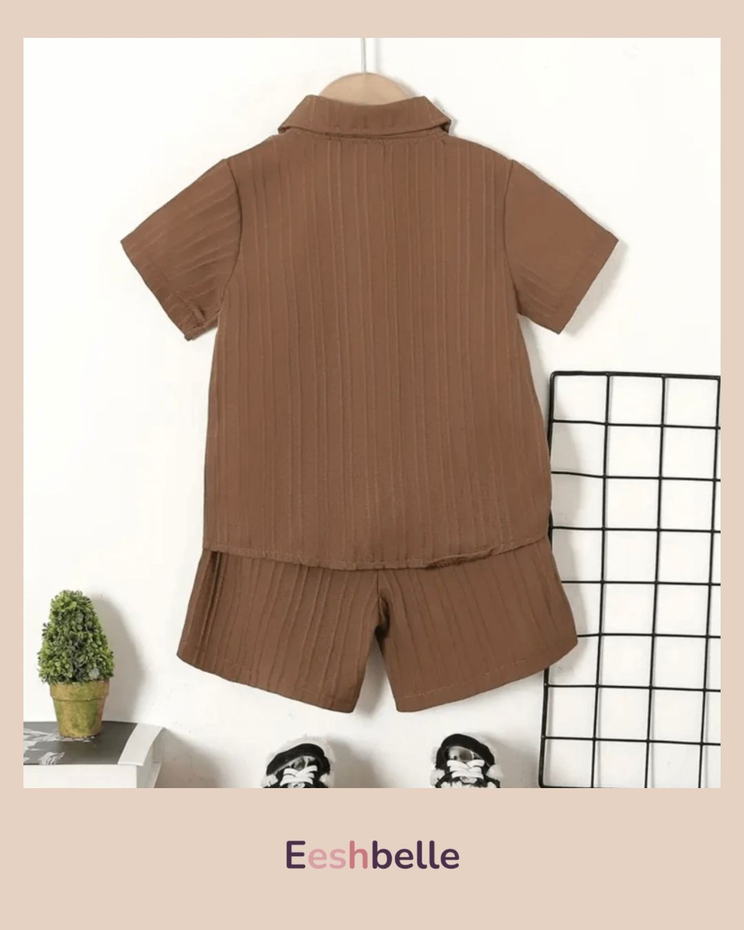 1 Set Young Boy Solid Color Stylish Front Button Short Sleeve Shirt & Shorts Casual Suit