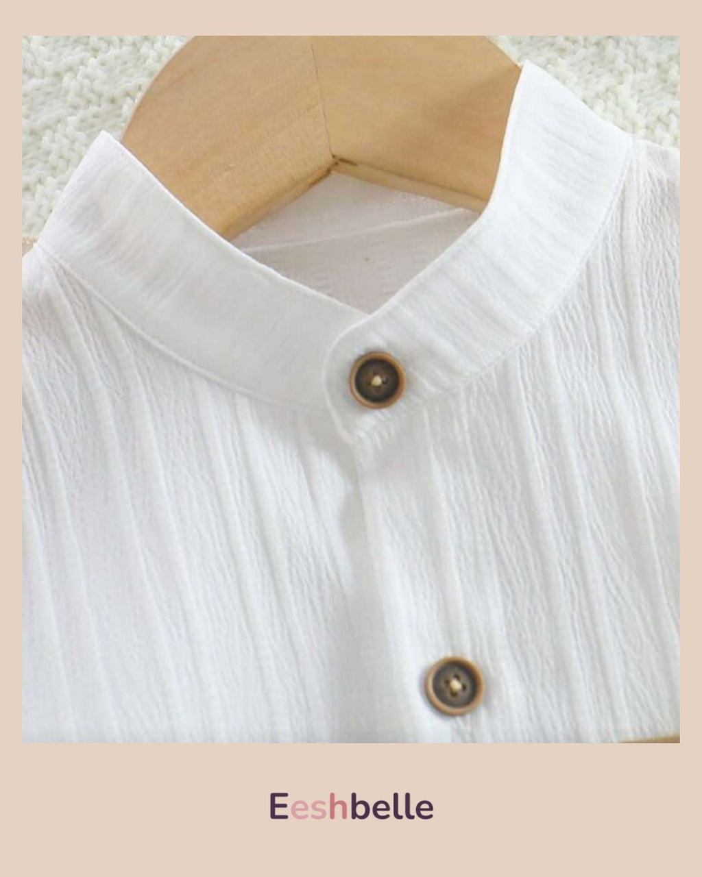 2pcs Boys Casual Summer New Outfit Brown Collar Half-Button Patch Pocket Shirt & Casual Shorts