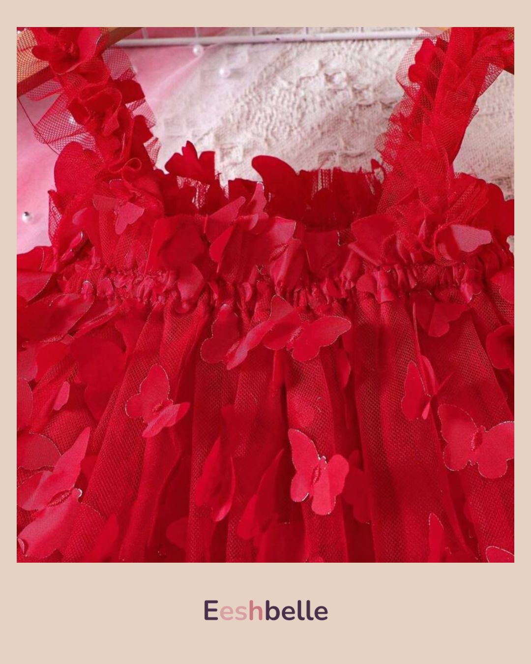 Baby Girl’s Butterfly Applique Stylish Tiered Dress (Straps)