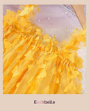 Baby Girl’s Yellow Butterfly Applique Stylish Tiered Dress