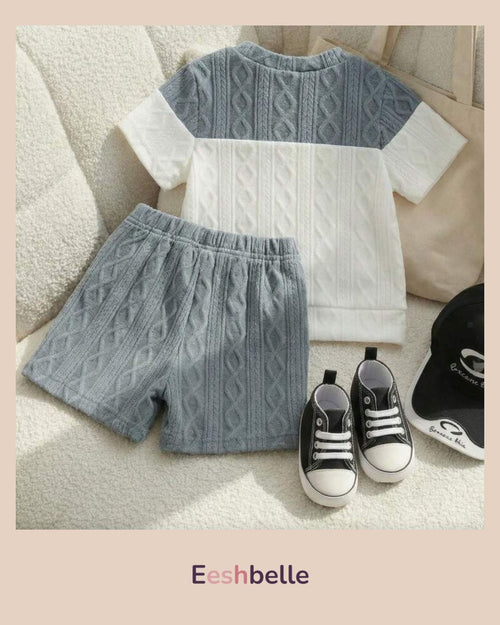 Baby Boy Grey & White T-Shirt & Shorts Set