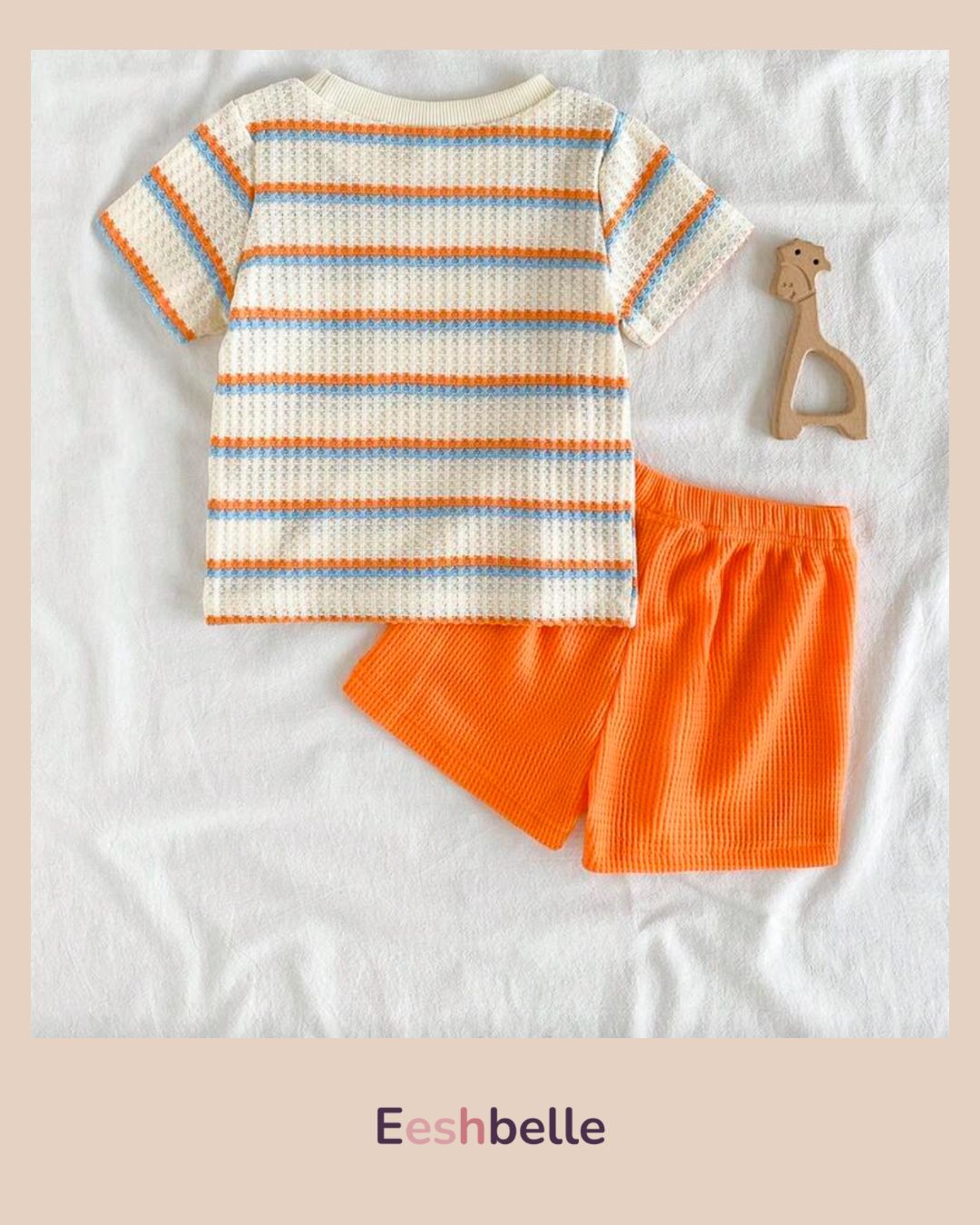 Striped Waffle Knit Fabric T-Shirt & Shorts Set – Baby Boy