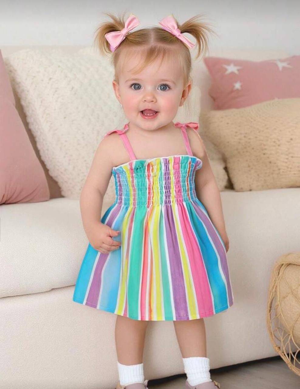 Colourful Striped A-Line Dress
