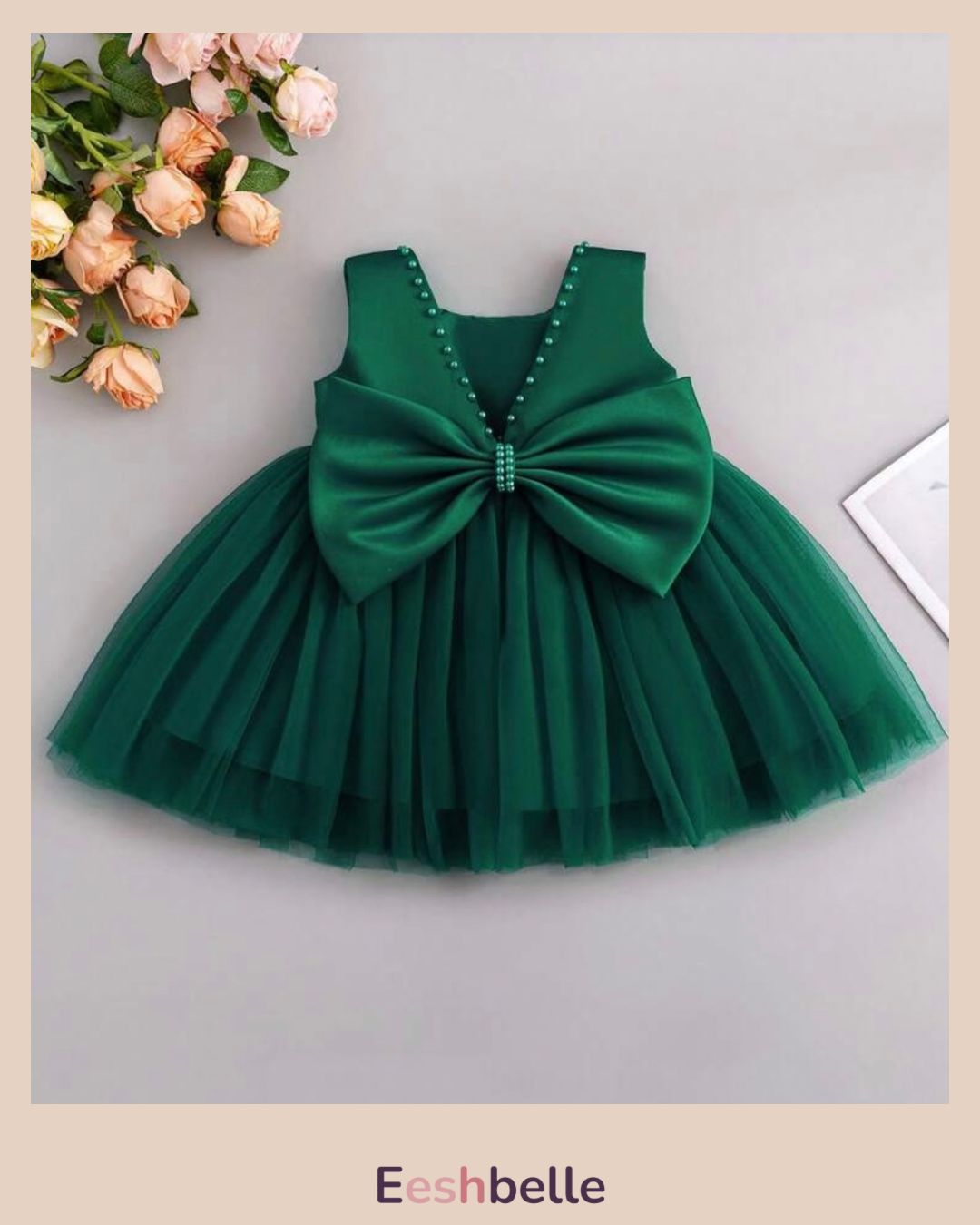 Baby Girls Big Bow Decor Mesh Patchwork Sleeveless Mini Dress
